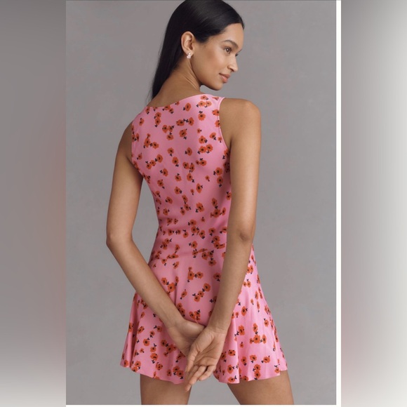 Anthropologie Cowl-Neck Satin Mini floral Dress size M NWT spring - Picture 2 of 11